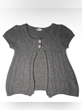 Vintage Y2K Wet Paint Grey babydoll sweater cable knit button up shrug top 🪩